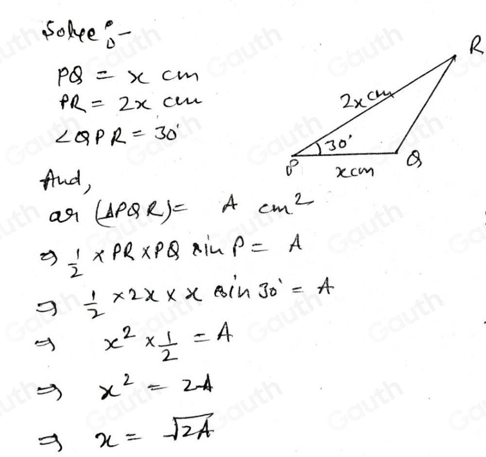 Solved: The diagram shows the triangle PQR. Diagram NOT accurately ...